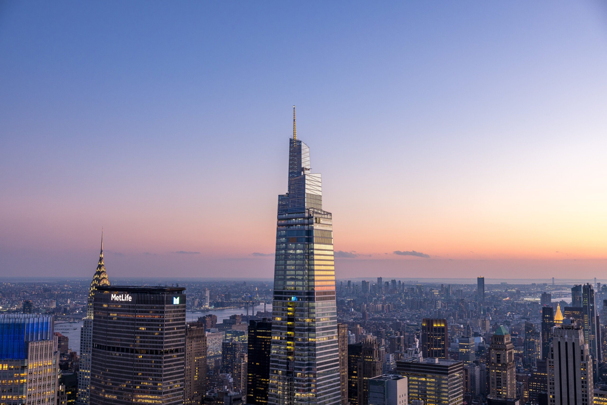 an office building with a spire constructed using Jumbo™ HSS