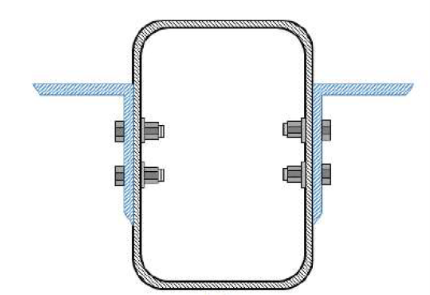 A diagram of a standard bolted HSS connection