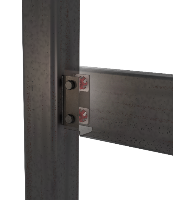 a digital image of a bolted HSS connection utilizing the Shuriken® Structural Nut Keeper